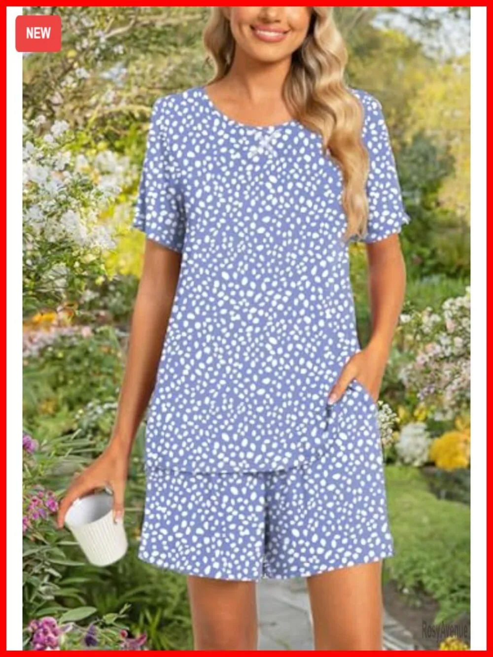 Women's 2 Piece Pajama Set Short Sleeve Shorts Lounge Set Soft Sleepwear with